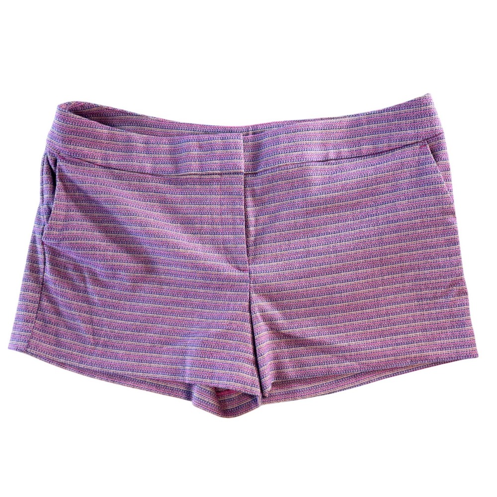 Loft Riviera Shorts Womens 16 Purple Pink Striped Textured Tweed Mid Rise Summer